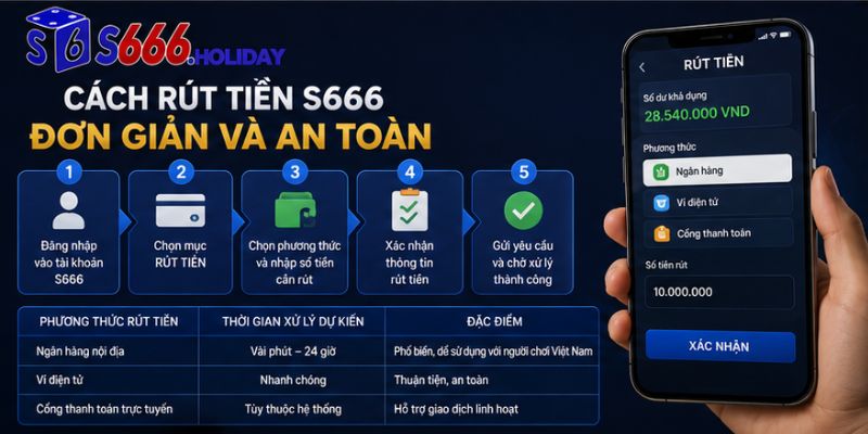 Cách rút tiền tại S666 nhanh và đơn giản