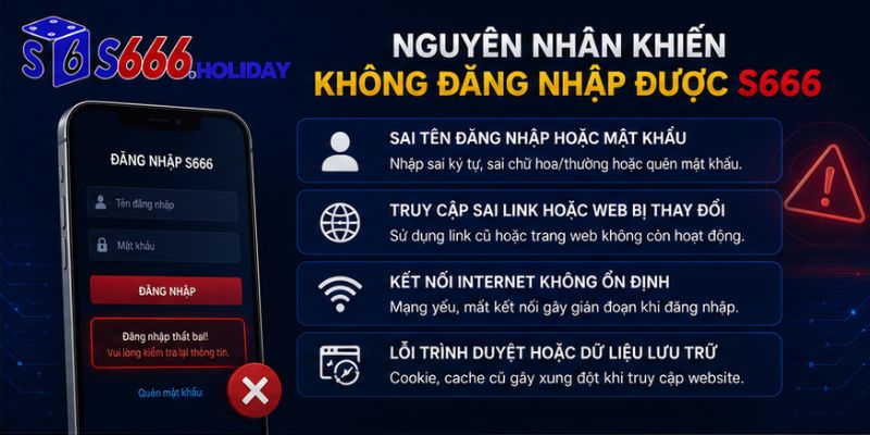 Những nguyên nhân chính dẫn đến tình trạng không đăng nhập được S666